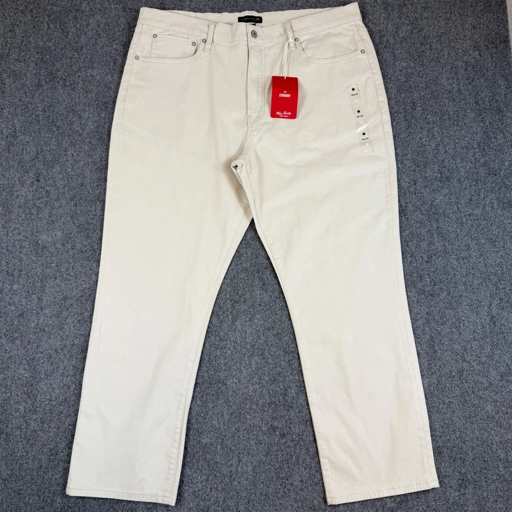 Lucky Brand 223 Straight Leg Pants Mens 40x30 Beige Khaki Stretch Denim NWT